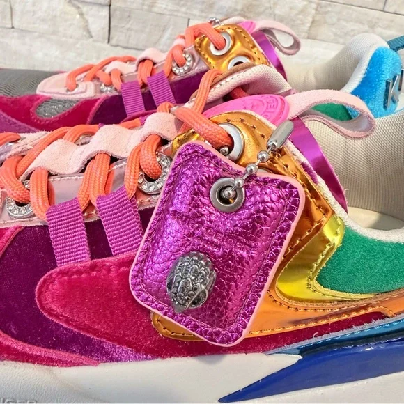 KURT GEIGER LONDON Suede Kurt Runner Sneakers Women’s SZ 38.5EU-8 US RAINBOW New - Picture 6 of 15